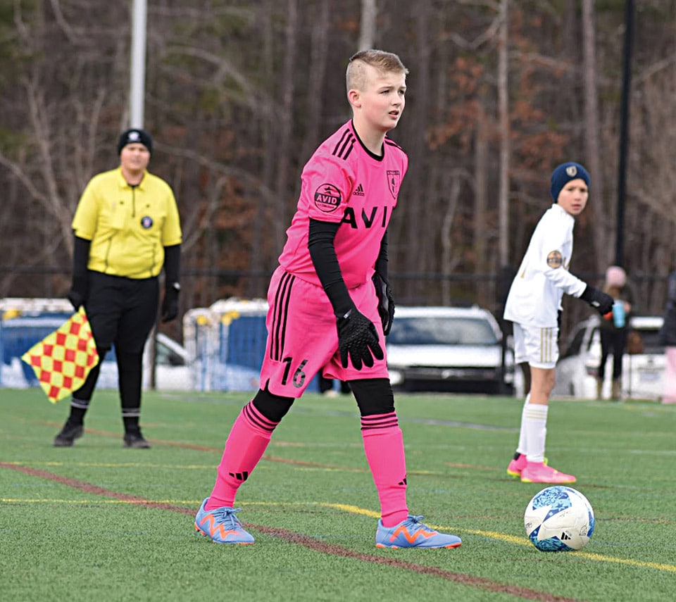 Knight player in the 2024 pink goalie kit